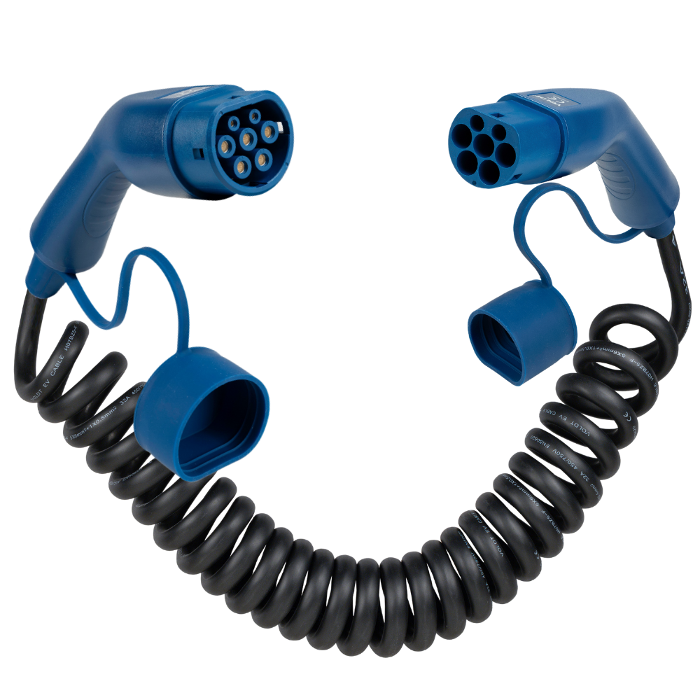 Type 2 coiled charging cable
