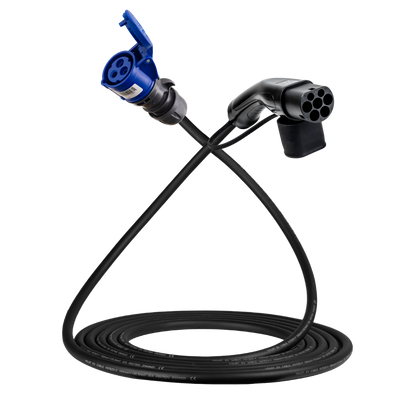 Adapterkabel type 2 (ladestasjonssiden) til 3-polet blå CEE kontakt