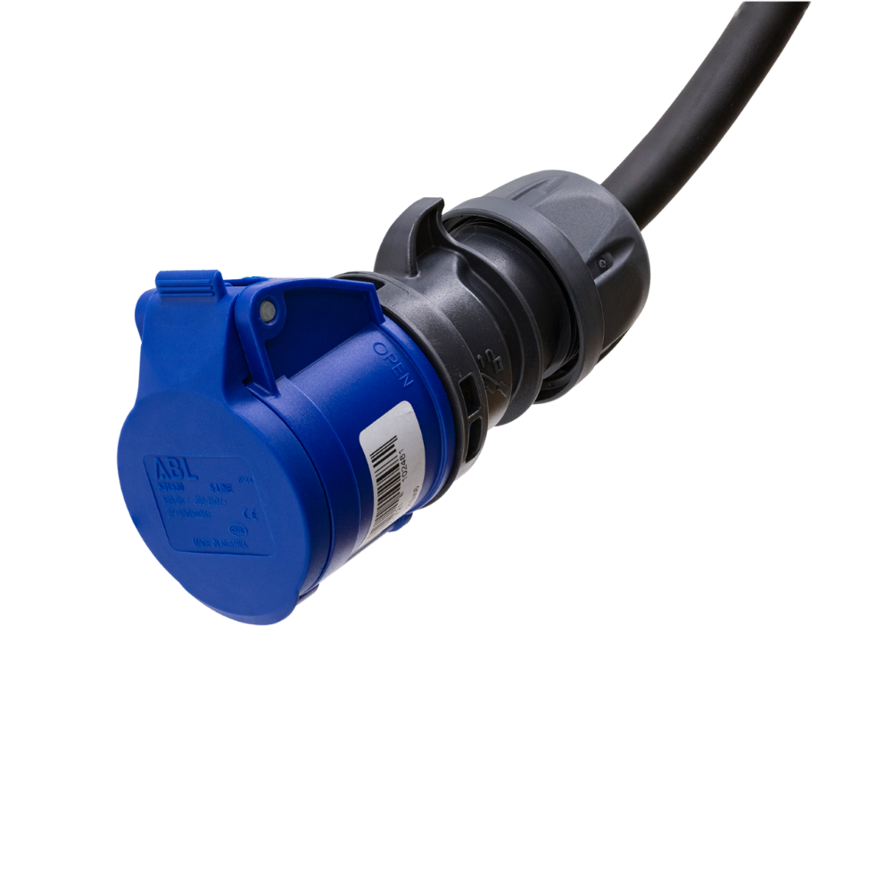 Adapterkabel type 2 (ladestasjonssiden) til 3-polet blå CEE kontakt