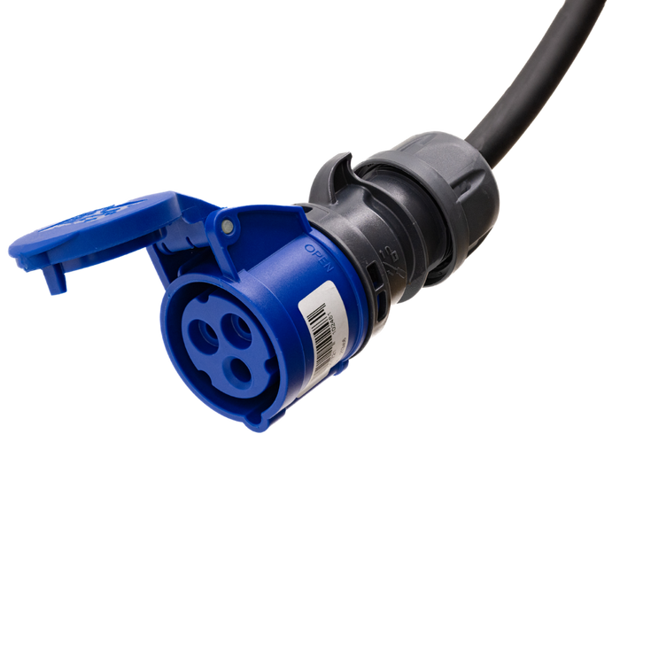 Adapterkabel type 2 (ladestasjonssiden) til 3-polet blå CEE kontakt