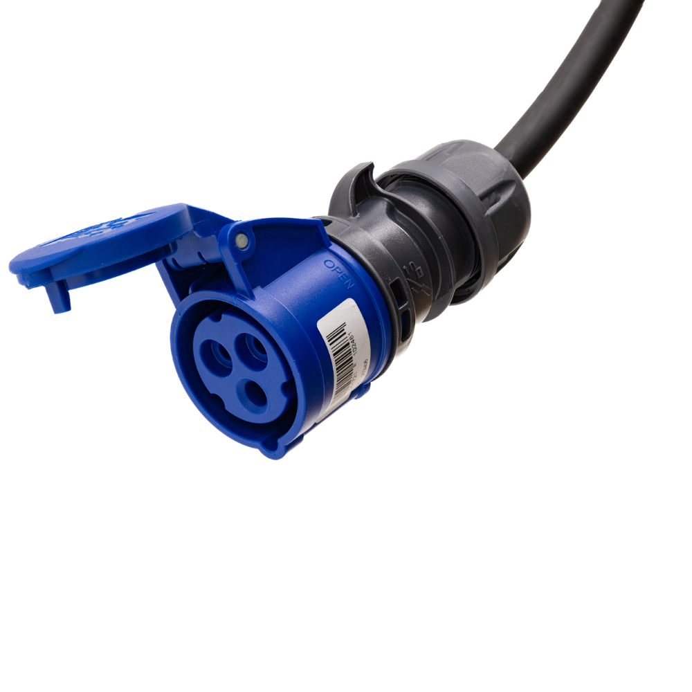 Adapterkabel type 2 (ladestasjonssiden) til 3-polet blå CEE kontakt