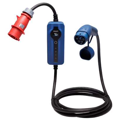 Type 2 - 32A rød kommandostikkontakt | 3-fase | Justerbar 8A - 32a | 22kW ladekabel