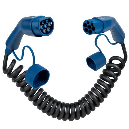 Type 2 til Type 2 | 1 Fas | 16A | 3,7kW | Spiral Ladekabel