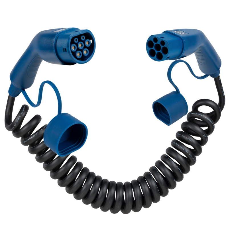 Type 2 til Type 2 | 1 Fas | 16A | 3,7kW | Spiral Ladekabel