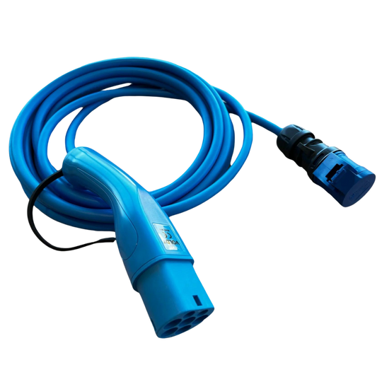 Adapterkabel type 2 (ladestasjonssiden) til 3-polet blå CEE kontakt