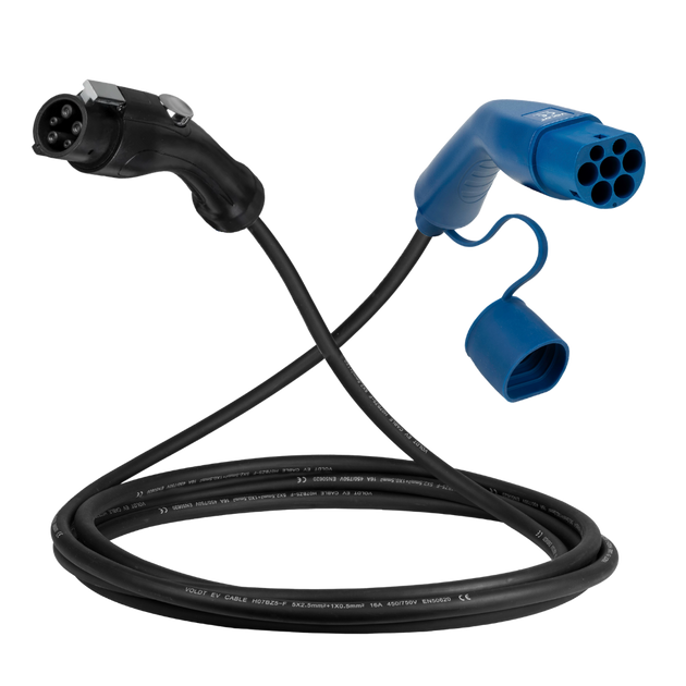 Type 1 til Type 2 | 1 Fas | 32A | 7,4kW Ladekabel