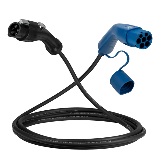 Type 1 til Type 2 | 1 Fas | 32A | 7,4kW Ladekabel