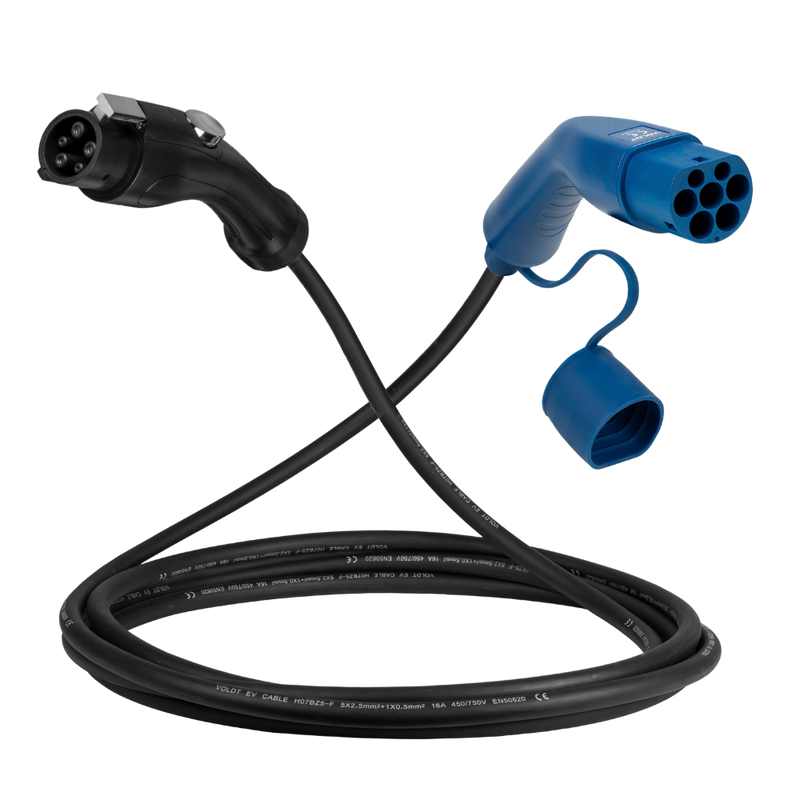 Type 1 til Type 2 | 1 Fas | 32A | 7,4kW Ladekabel