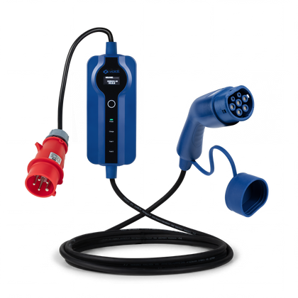 Type 2 - 16A rød CEE kontakt | 3-fase | Justerbar 8A - 16A | 11kW ladekabel