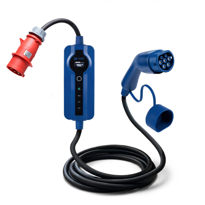 Type 2 - 32A rød kommandostikkontakt | 3-fase | Justerbar 8A - 32a | 22kW ladekabel