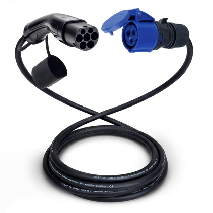 Adapterkabel type 2 (ladestasjonssiden) til 3-polet blå CEE kontakt